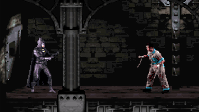 Batman egy Arkham fogvatartottjával néz szembe a Batman Foreverben
