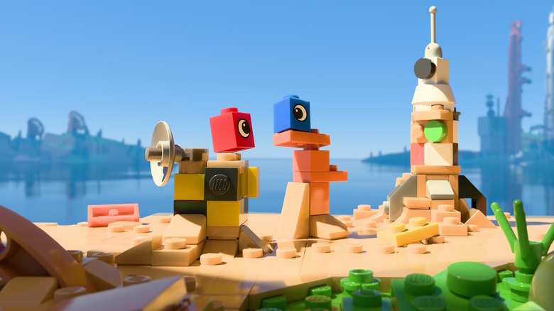 Piros és kék tégla egymásra pillantása a LEGO Voyagers fennsíkon