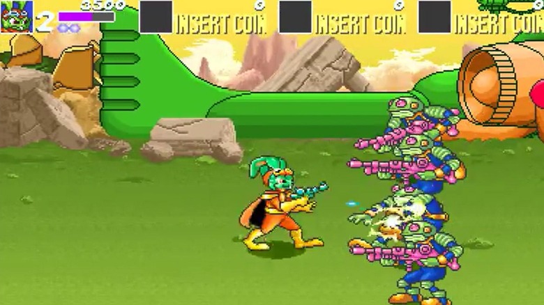 Bucky O'Hare egy csapat varangyot robbant ki egy sugárpuskával Bucky O'Hare-ben