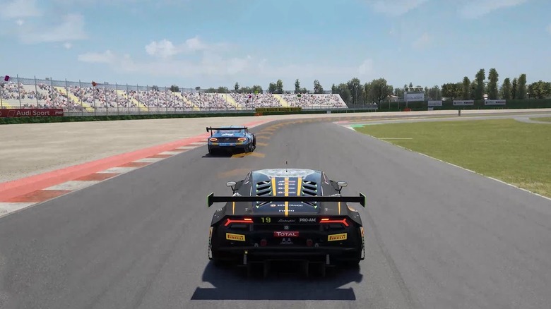 Két GT autó egy verseny kellős közepén az Assetto Corsa Competizione versenyen