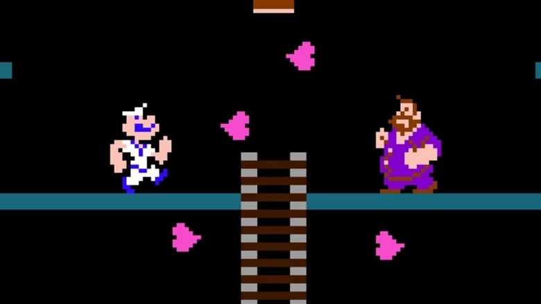 Popeye és Bluto egymással szemben állnak, miközben a szívek közéjük esik 