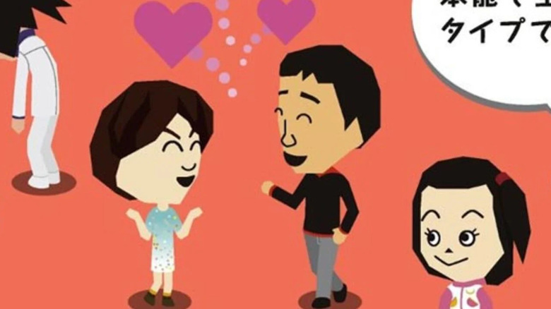 Két Mii flörtöl egymással a Tomodachi Collection borítóján