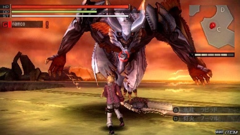 A játékos karakter szembesül egy Aragamival a God Eater Burstben