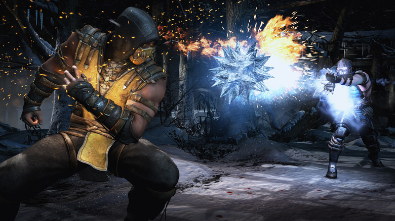 Sub-Zero tüskés jéglabdát lő a Scorpionra 