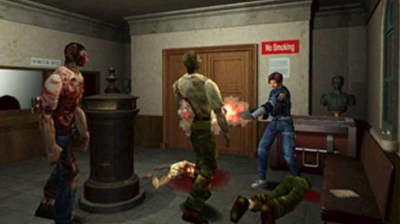 Leon S. Kennedy berobbantja a bejövő zombikat 