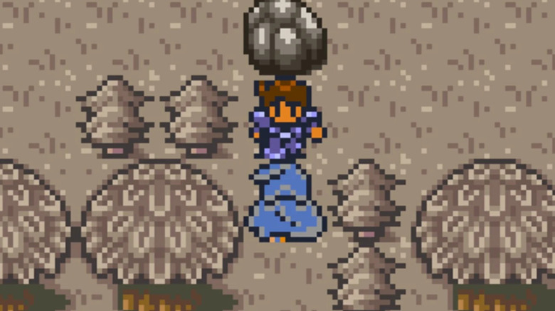 Benjamin egy csuklyás figurával néz szembe egy erdőben a Final Fantasy Mystic Questben