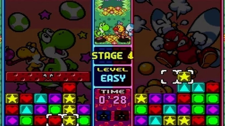 A Tetris Attack kétjátékos játéka folyamatban van