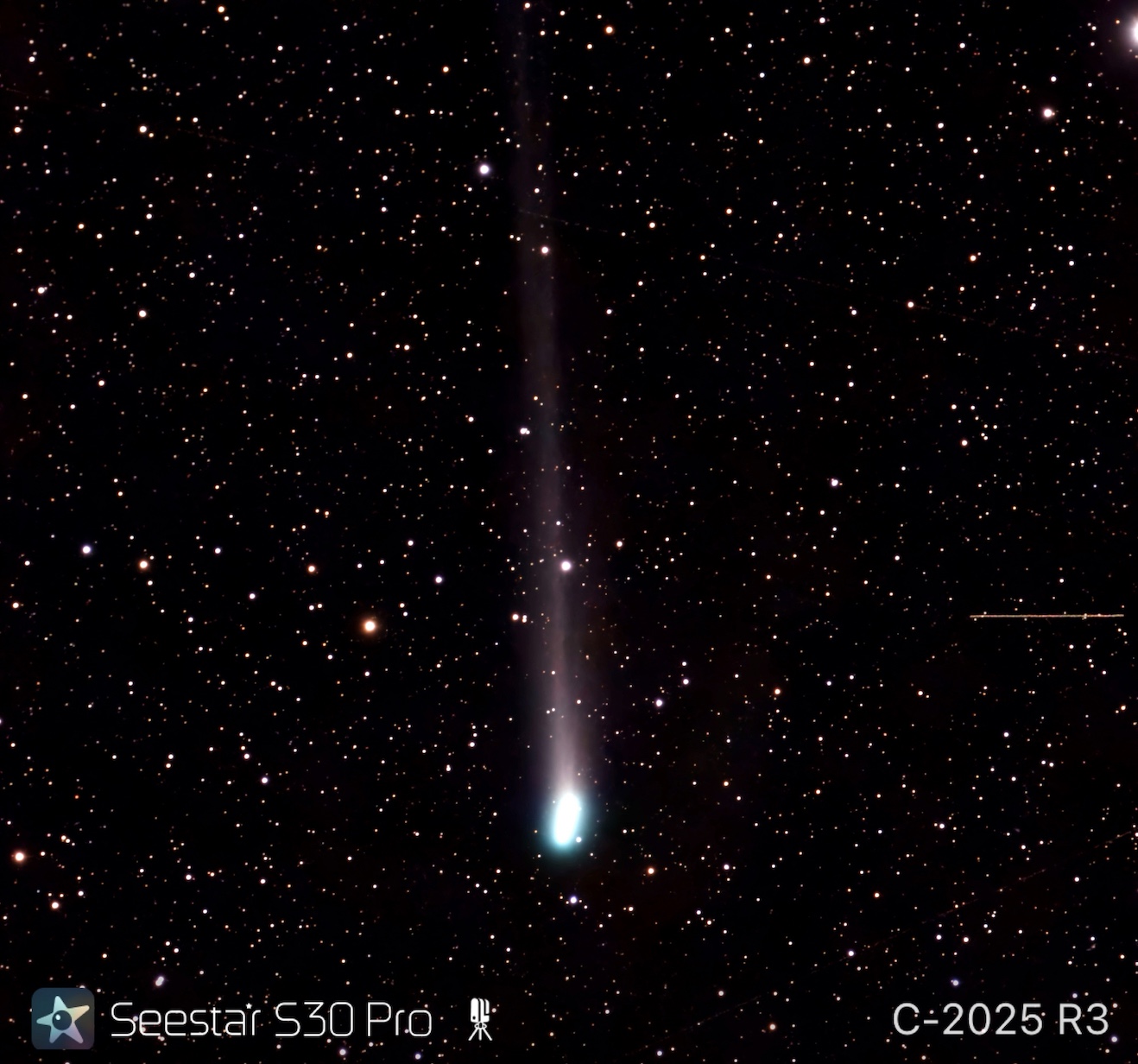 SCR 20260512 kycz C/2025 R3 (PANSTARRS) üstökös rögzítése Perthből a Seestar S30 Pro segítségével