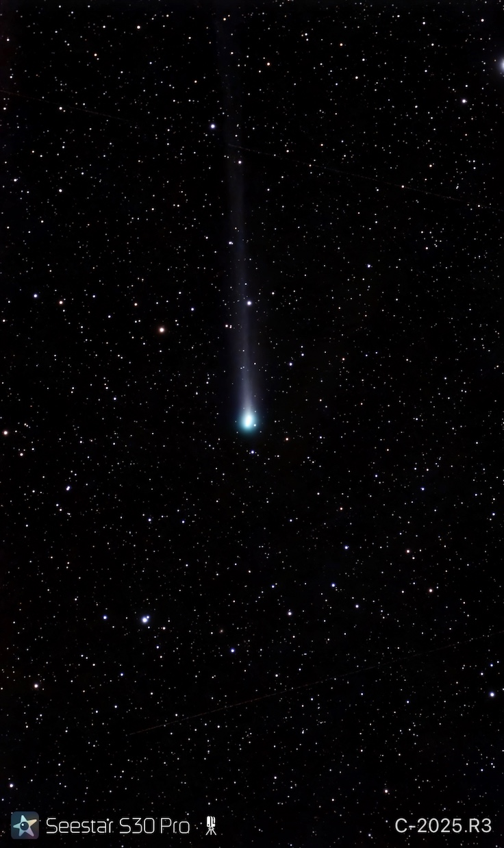 SCR 20260512 kyqk C/2025 R3 (PANSTARRS) üstökös rögzítése Perthből a Seestar S30 Pro segítségével