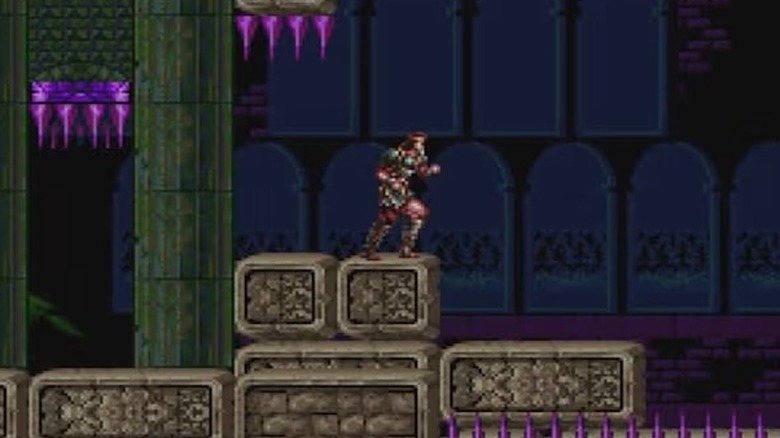 Simon Belmont tüskék alatt sétál a Super Castlevania IV-ben
