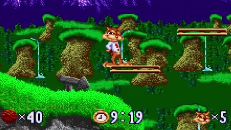 Bubsy mosolyogva áll be 