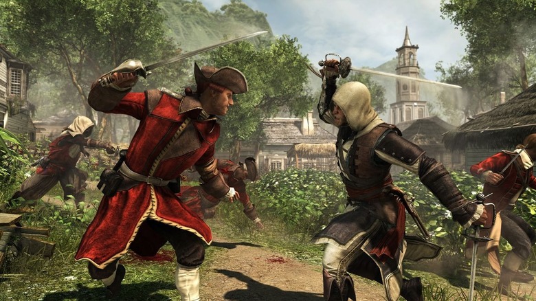 Edward Kenway kardja harcol egy brit katonával az Assassin's Creed IV: Black Flagben