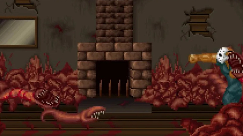 Rick előretörő agyaras férgekkel küzd a Splatterhouse-ban (1988)