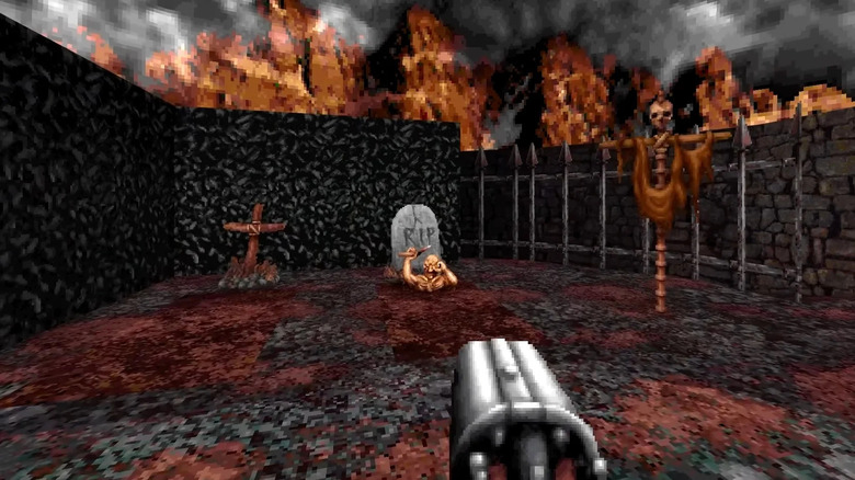Caleb egy zombival néz szembe, aki kimászik a sírból 