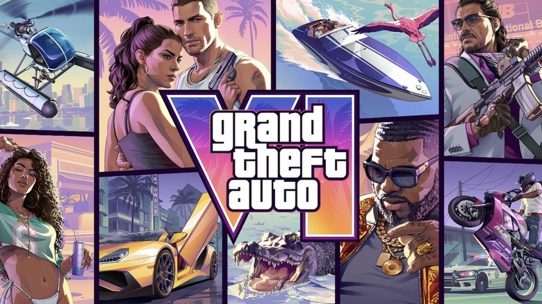 Panelozott képek kollázsa a Grand Theft Auto VI borítójáról