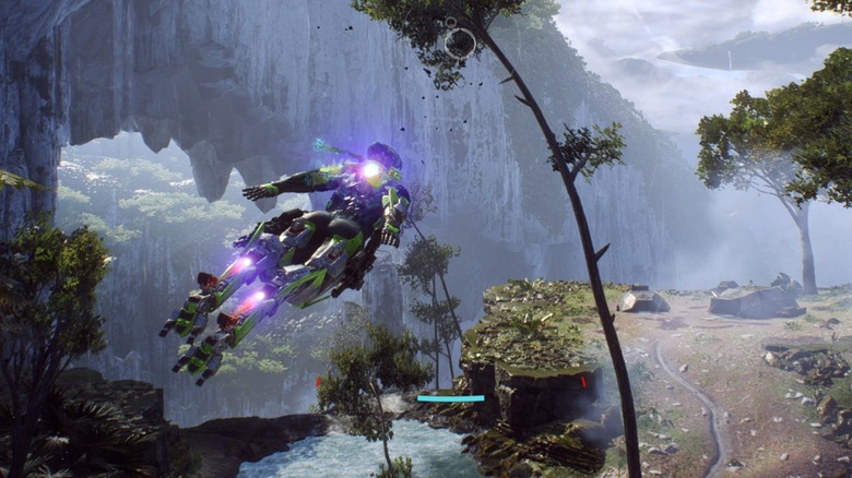 Játékos repül jetpack-vel a Anthemben