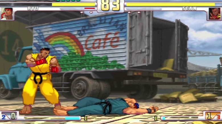 Sean egy legyőzött Ryu fölött áll a Street Fighter III: 3rd Strike játékban