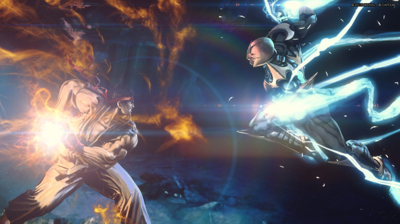 Ryu és Nova arra készülnek, hogy megtámadják egymást az Ultimate Marvel vs. Capcom 3-ban