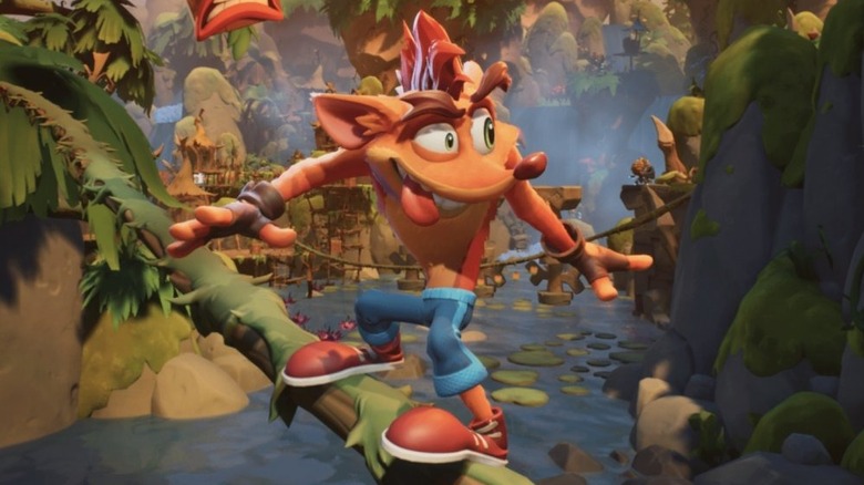 A Crash Bandicoot lecsúszik egy faágról a Crash Bandicoot 4: Itt az ideje