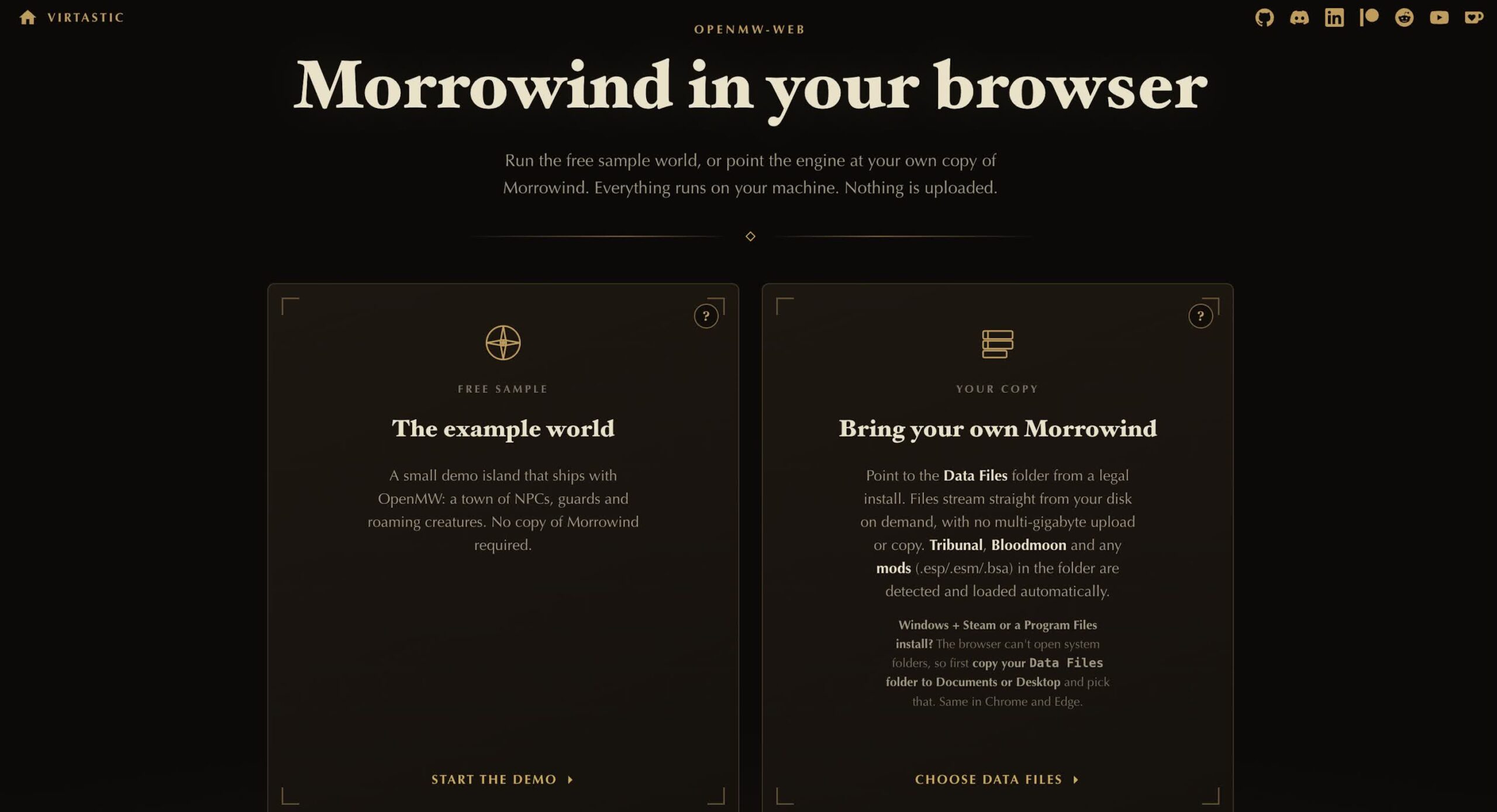 You can now play Morrowind directly in your browser, no installation required