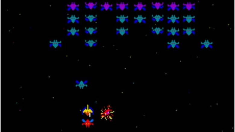 Az ellenség megtöri a formációt és támad a Galaxian