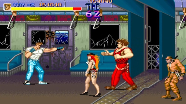 Cody Travers egy csapat előretörő ellenséggel néz szembe egy metrón a Final Fightban
