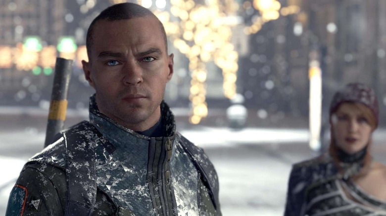 Markus óvatosan áll Detroit egyik utcájában: Become Human