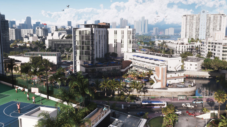 A Vice City felülről látható egy képernyőképen 