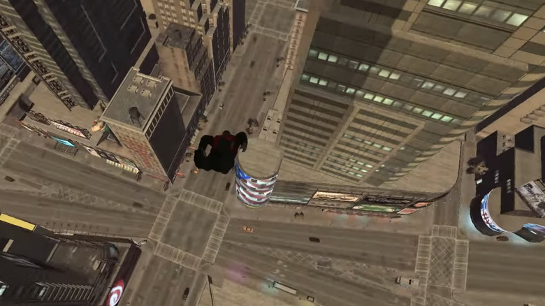 Luis Fernando Lopez a levegőben zuhan az épületek közé a Grand Theft Auto-ban A meleg Tony balladája