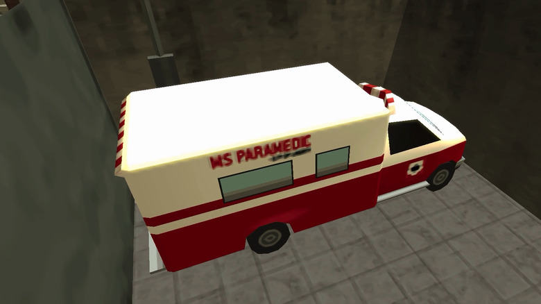 Ambulance egy csupasz garázsban ül a Grand Theft Auto Chinatown Warsban