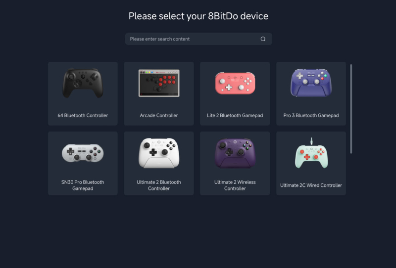 8BitDo Ultimate Software Online browser configuration tool shown on a laptop screen