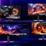 Samsung Odyssey 1100Hz monitor shown on stage at the Gamescom gaming expo