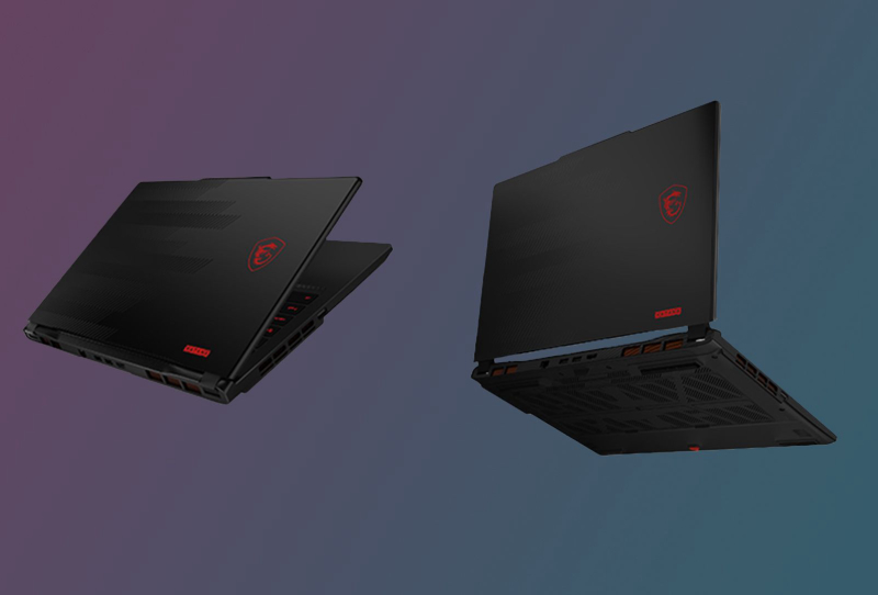MSI Katana 15 HX C14 gaming laptop shown from above with its black textured lid design