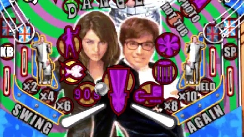 Egy rikító flipper Austin Powers karakterekkel az Austin Powers Pinballban