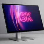 Alogic 6K monitor from the Aspekt series shown with touch and stylus support on a desk