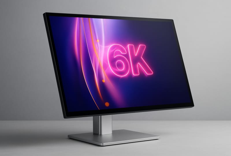 Alogic 6K monitor from the Aspekt series shown with touch and stylus support on a desk