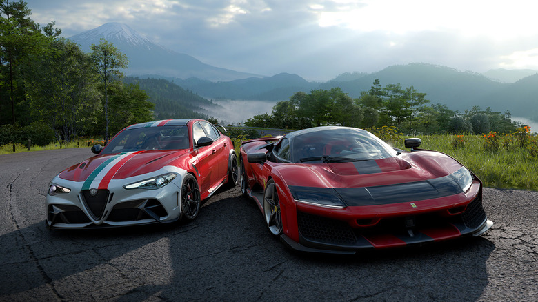 Két olasz sportautó parkol egymás mellett a Forza Horizon 6-ban