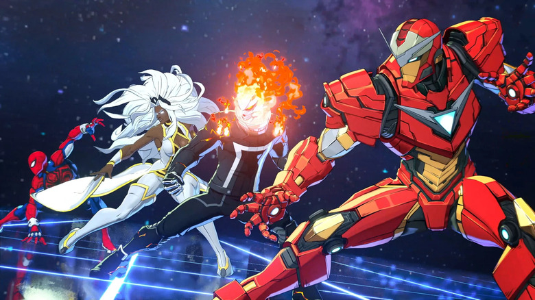Pókember, Vihar, Szellemlovas és Vasember felsorakozik a harcra a Marvel Tōkon: Fighting Souls játékban.