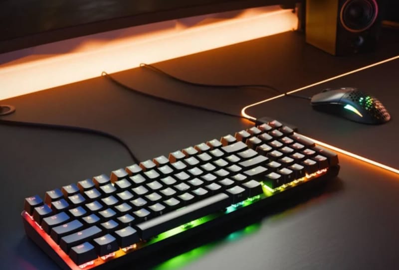 GMMK Eternal keyboard shown in a compact 96% layout with num pad and mechanical switches