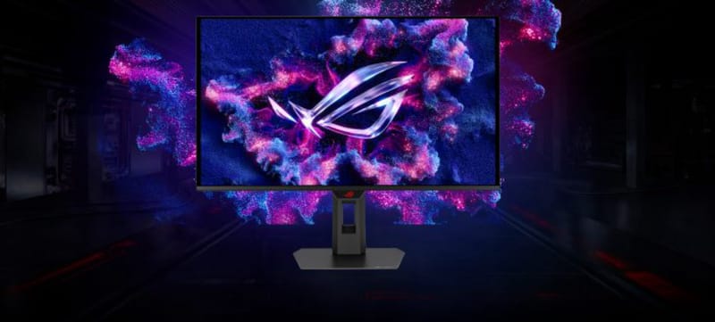 Az ASUS ROG Strix OLED XG27ACDMSR 320 Hz-es QD-OLED Gaming 2-t hoz ASUS ROG Strix OLED XG27ACDMSR játékmonitor elölről vékony kerettel