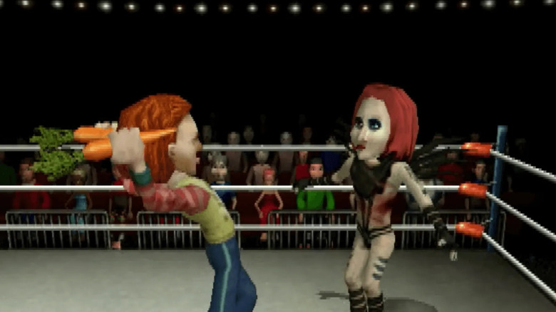Carrot Top arra készül, hogy megszúrja Marilyn Mansont sárgarépával a Celebrity Deathmatch-ben