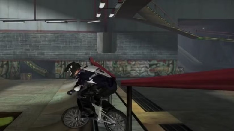 Egy BMX-lovas egy rámpán megy a Gravity Games Bike: Street, Vert, Dirt játékban