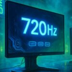 ASRock Taichi OLED monitors lined up showing rear lighting and thin bezels