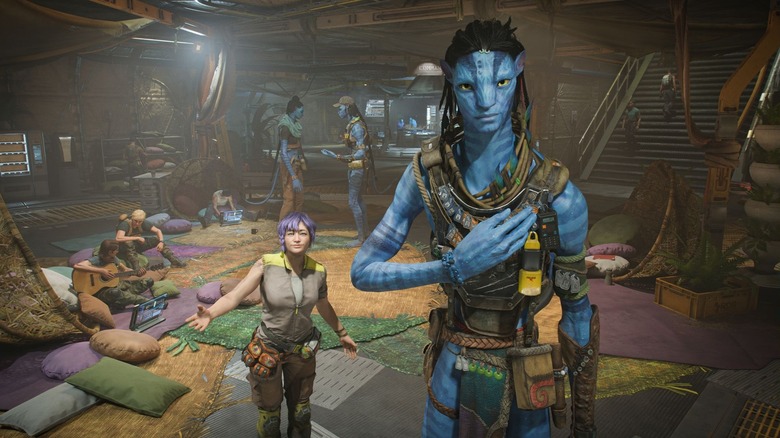 Egy ember és Na'vi köszönti a játékost az Avatar: Frontiers of Pandora játékban