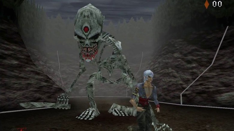 Cornell megszökik egy nagy csontváz elől a Castlevania: Legacy of Darkness-ben