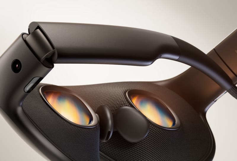 Meta VR glasses shown as a thin, lightweight headset without hand controllers
