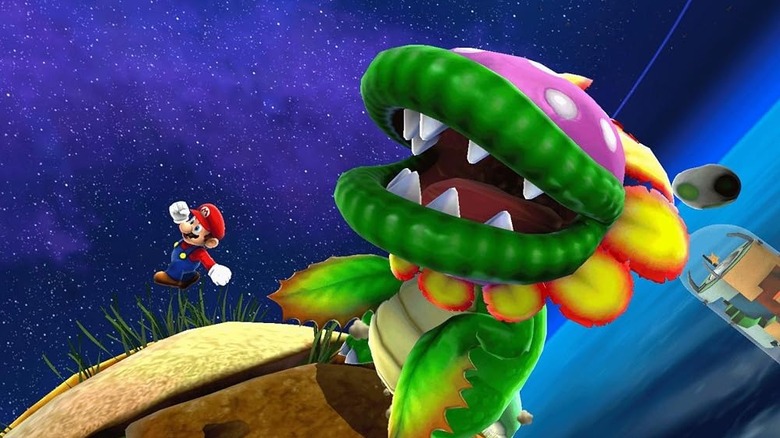Mariót egy piranha növény üldözi a Super Mario Galaxy-ban