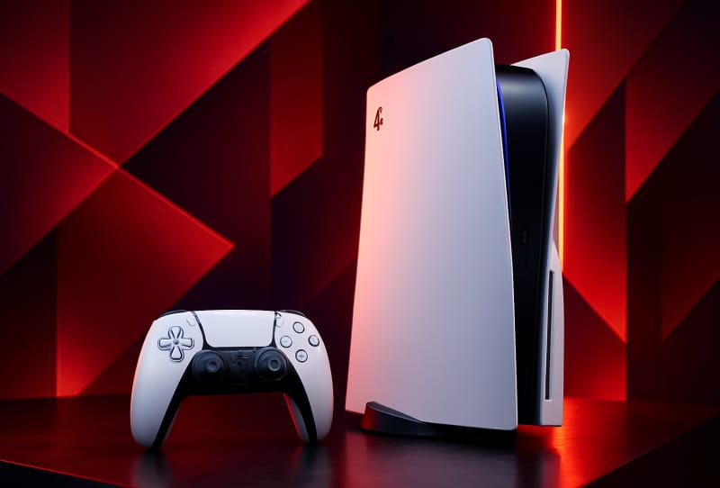 Code and PlayStation 5 console representing the AnyPS5 project porting PS5 games to PC