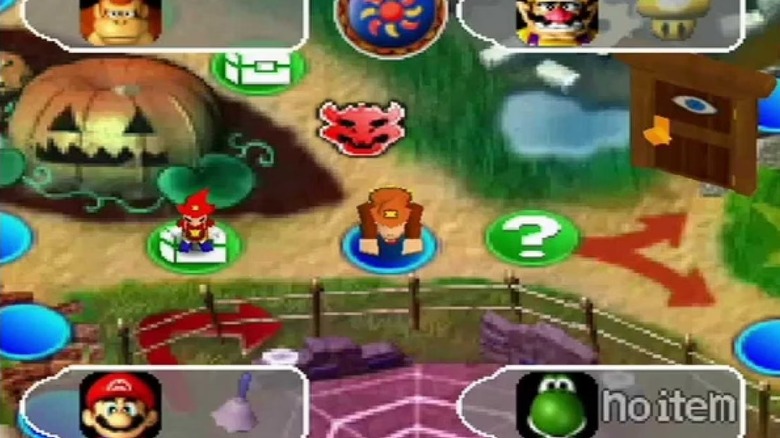 Mario és Donkey Kong egy játéktáblán halad előre a Mario Party 2-ben