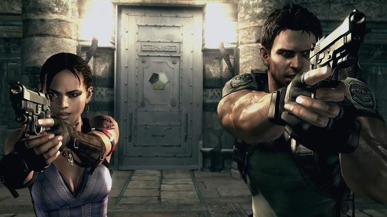 Sheva és Chris a Resident Evil 5-ben. Vegye figyelembe, hogy Sheva balkezes.